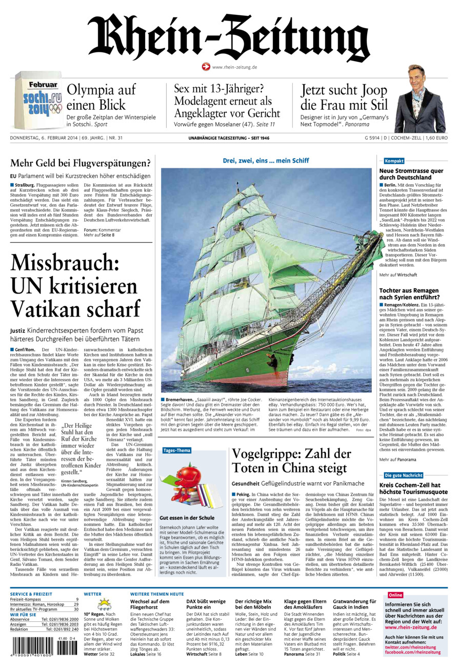 Rhein-Zeitung Kreis Cochem-Zell vom Donnerstag, 06.02.2014