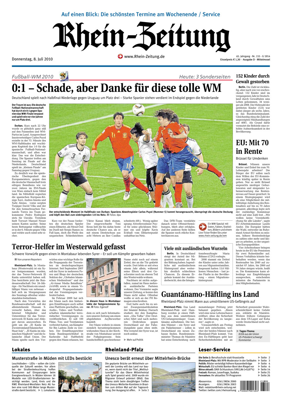Rhein-Zeitung Kreis Cochem-Zell vom Donnerstag, 08.07.2010