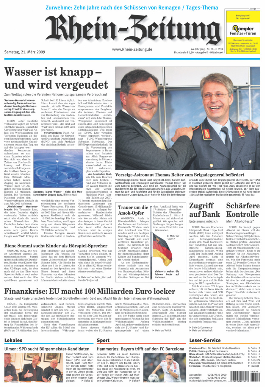 Rhein-Zeitung Kreis Cochem-Zell vom Samstag, 21.03.2009