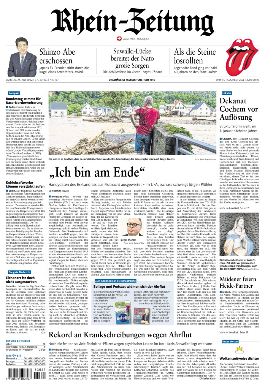 Rhein-Zeitung Kreis Cochem-Zell vom Samstag, 09.07.2022