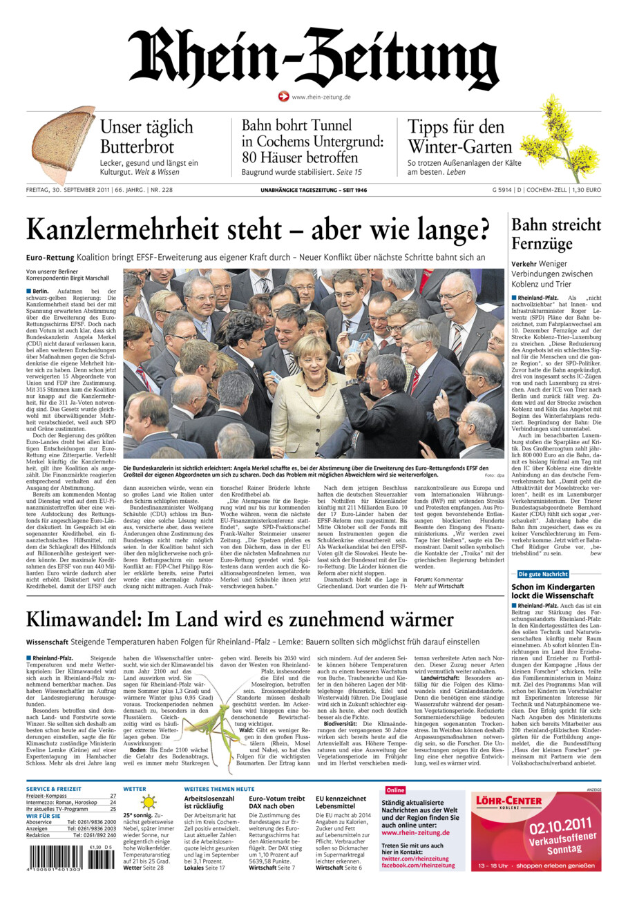 Rhein-Zeitung Kreis Cochem-Zell vom Freitag, 30.09.2011