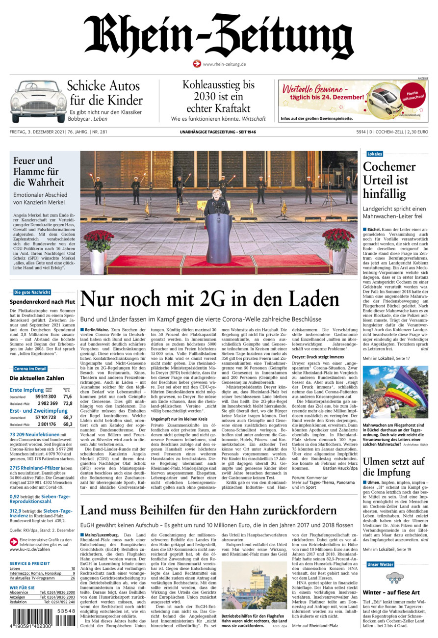 Rhein-Zeitung Kreis Cochem-Zell vom Freitag, 03.12.2021