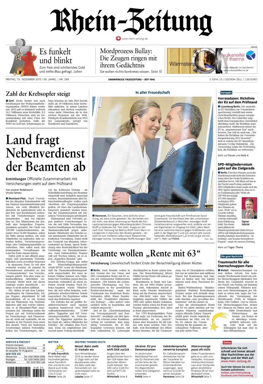 Rhein-Zeitung Kreis Cochem-Zell vom Freitag, 13.12.2013