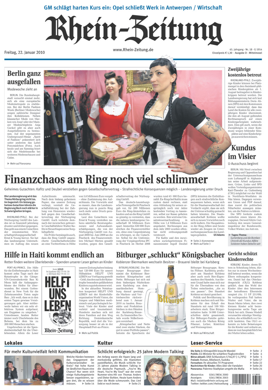 Rhein-Zeitung Kreis Cochem-Zell vom Freitag, 22.01.2010