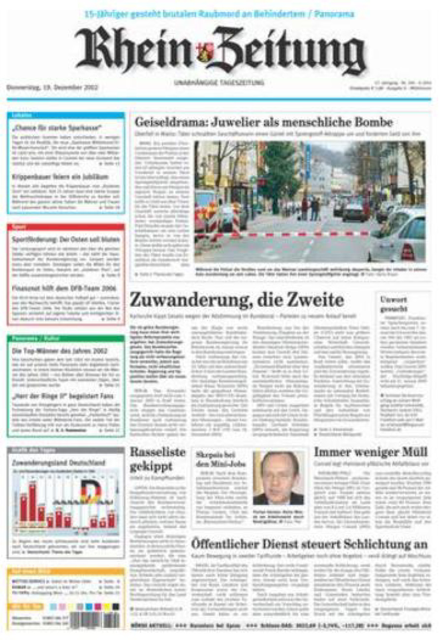Rhein-Zeitung Kreis Cochem-Zell vom Donnerstag, 19.12.2002