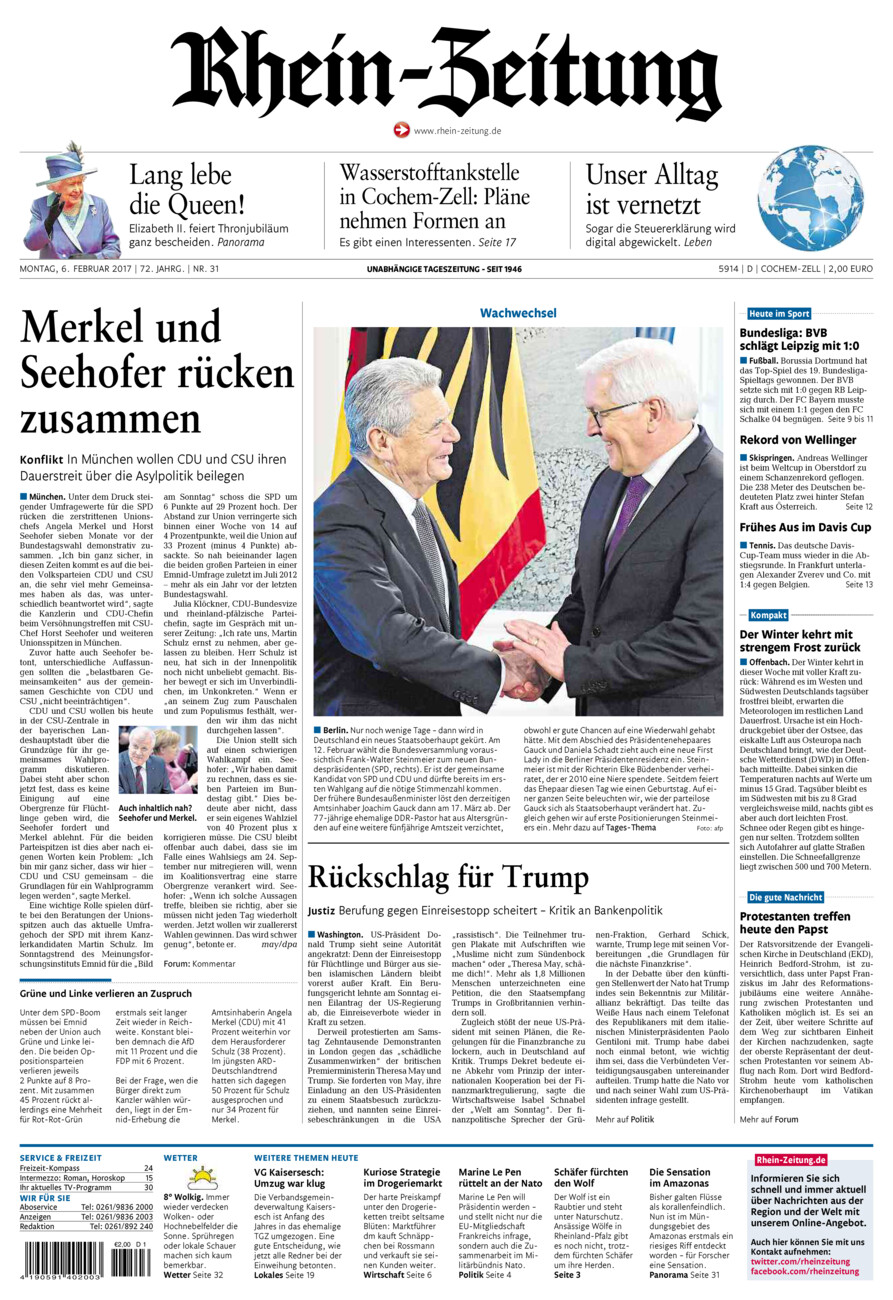 Rhein-Zeitung Kreis Cochem-Zell vom Montag, 06.02.2017