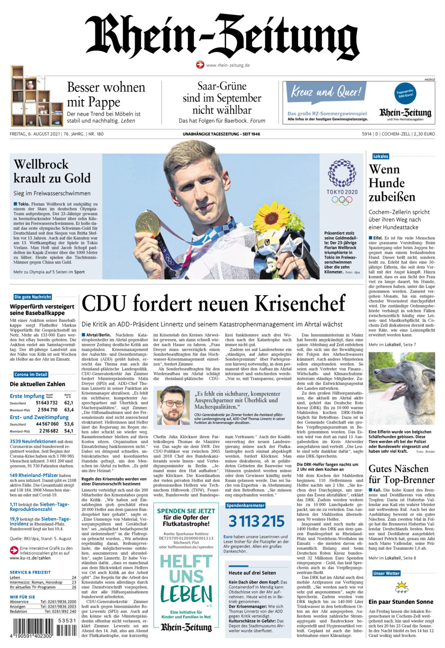 Rhein-Zeitung Kreis Cochem-Zell vom Freitag, 06.08.2021