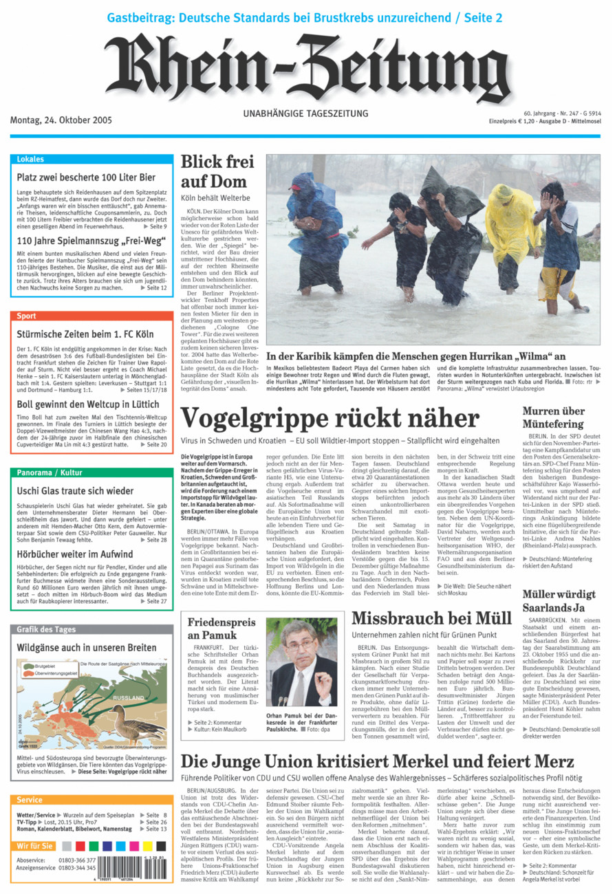 Rhein-Zeitung Kreis Cochem-Zell vom Montag, 24.10.2005