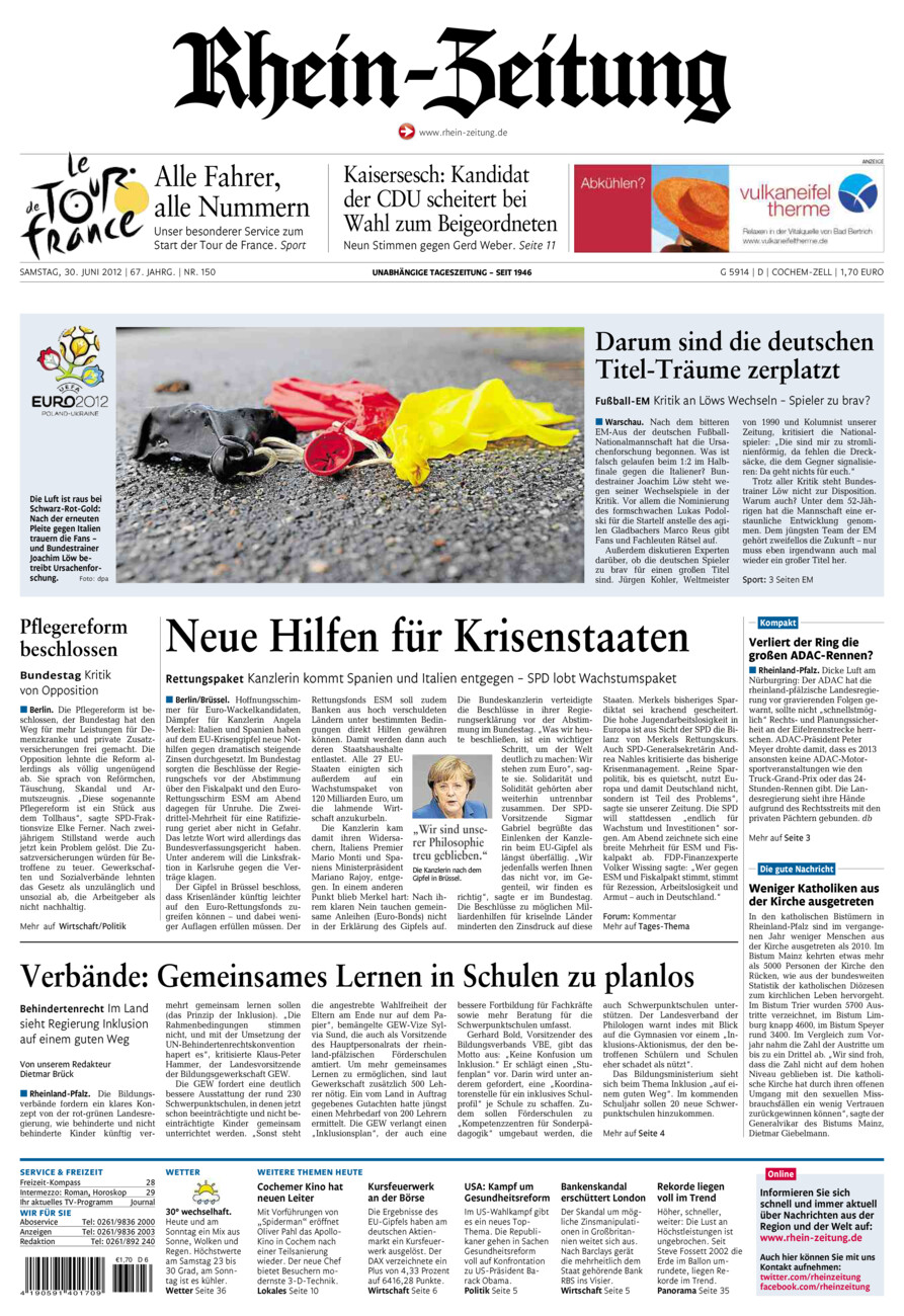 Rhein-Zeitung Kreis Cochem-Zell vom Samstag, 30.06.2012