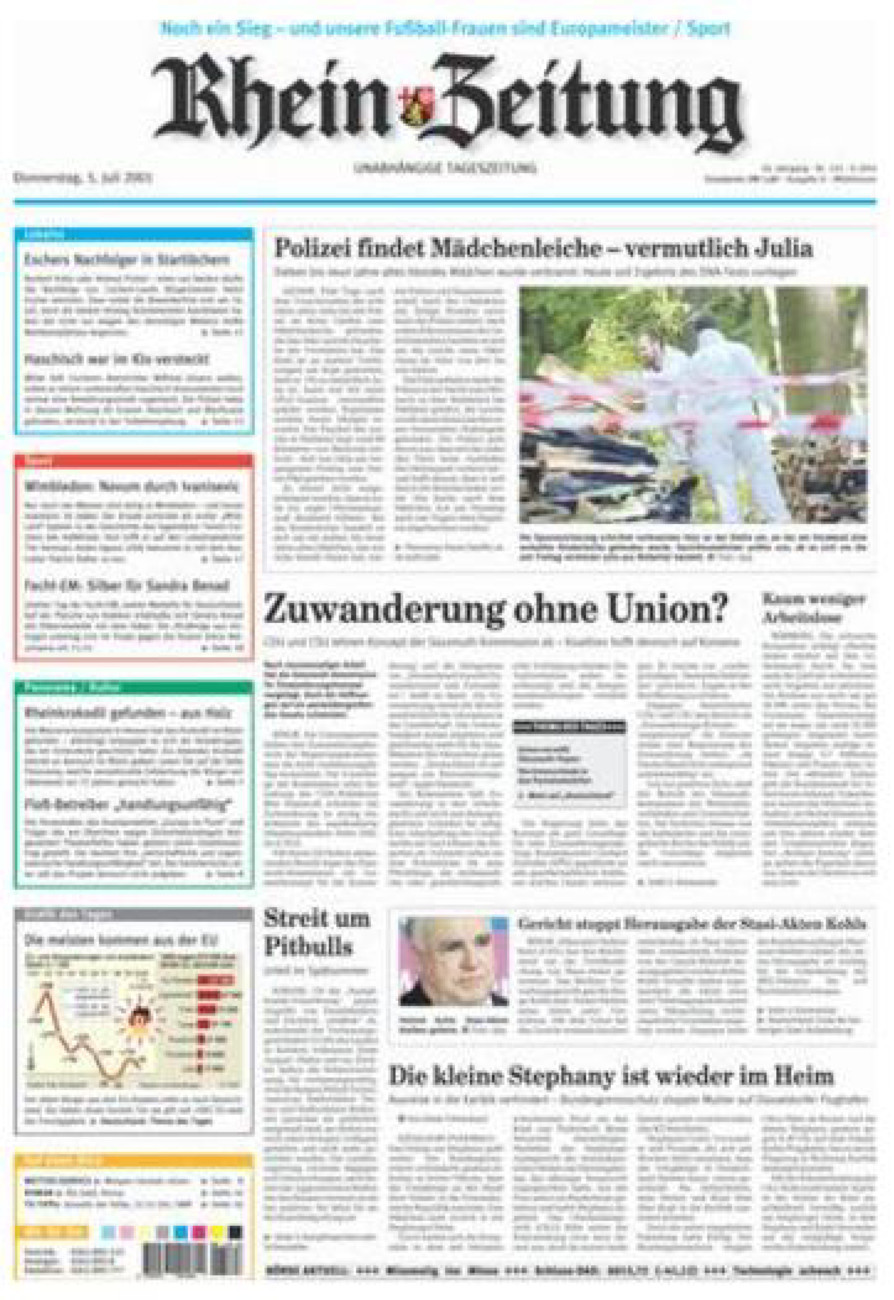 Rhein-Zeitung Kreis Cochem-Zell vom Donnerstag, 05.07.2001