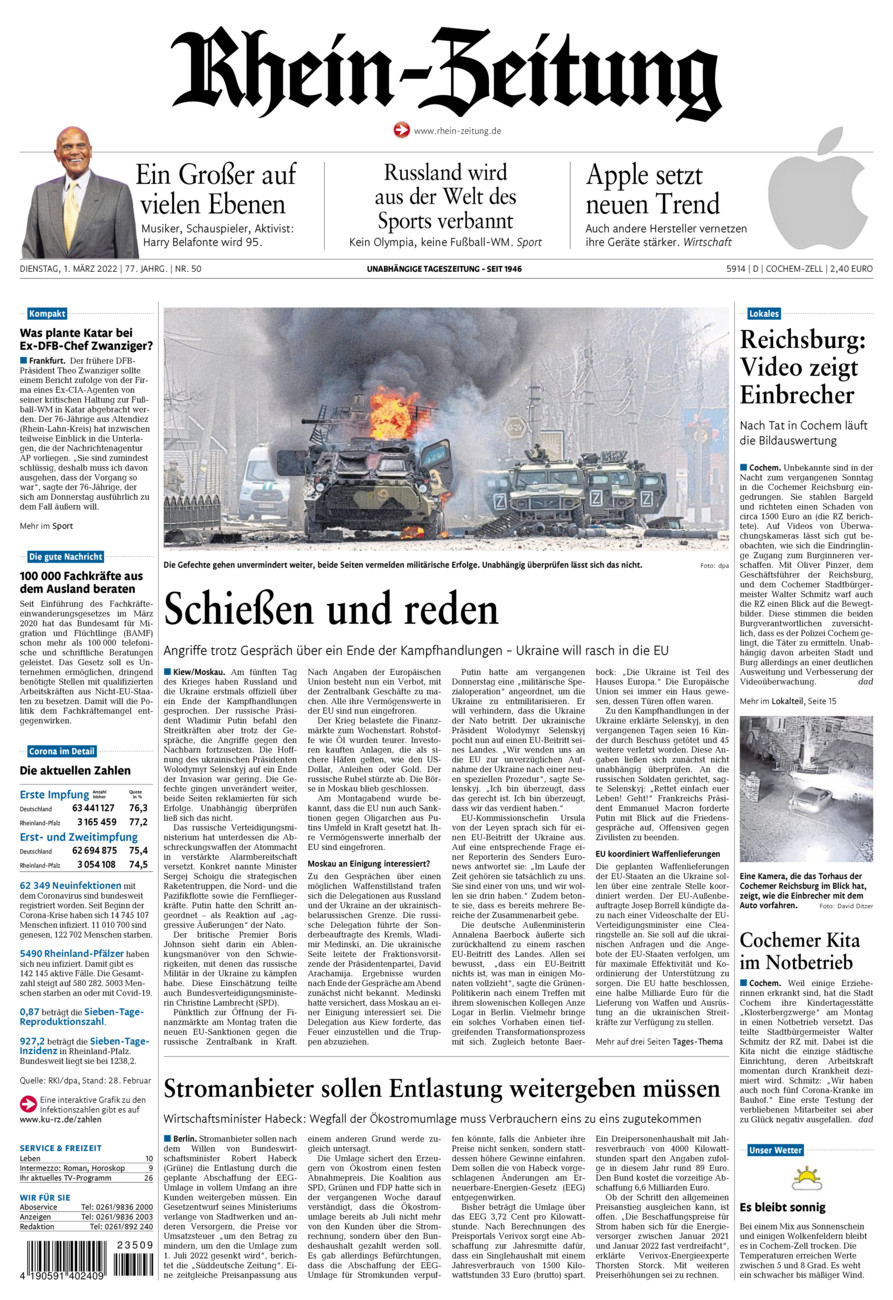 Rhein-Zeitung Kreis Cochem-Zell vom Dienstag, 01.03.2022