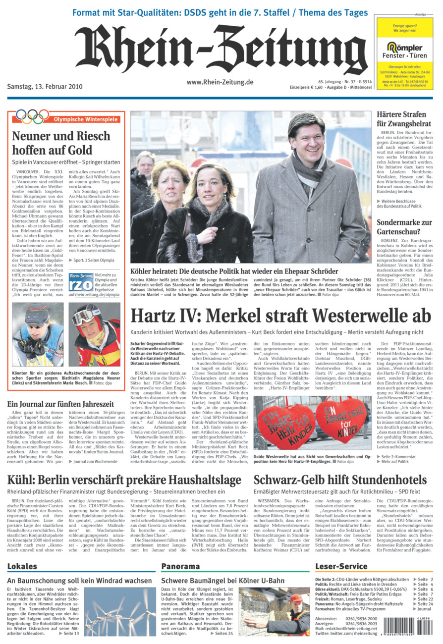 Rhein-Zeitung Kreis Cochem-Zell vom Samstag, 13.02.2010