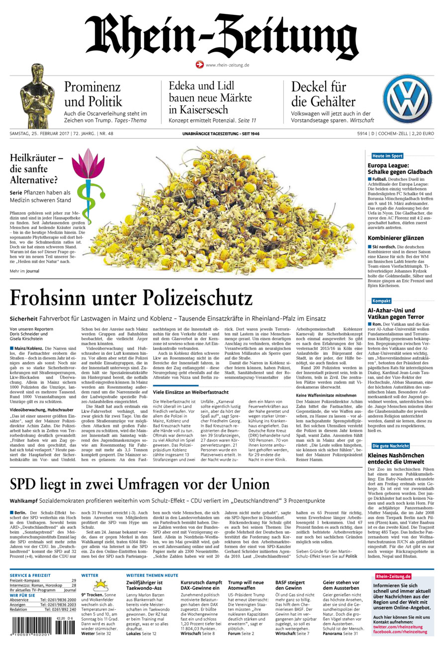 Rhein-Zeitung Kreis Cochem-Zell vom Samstag, 25.02.2017