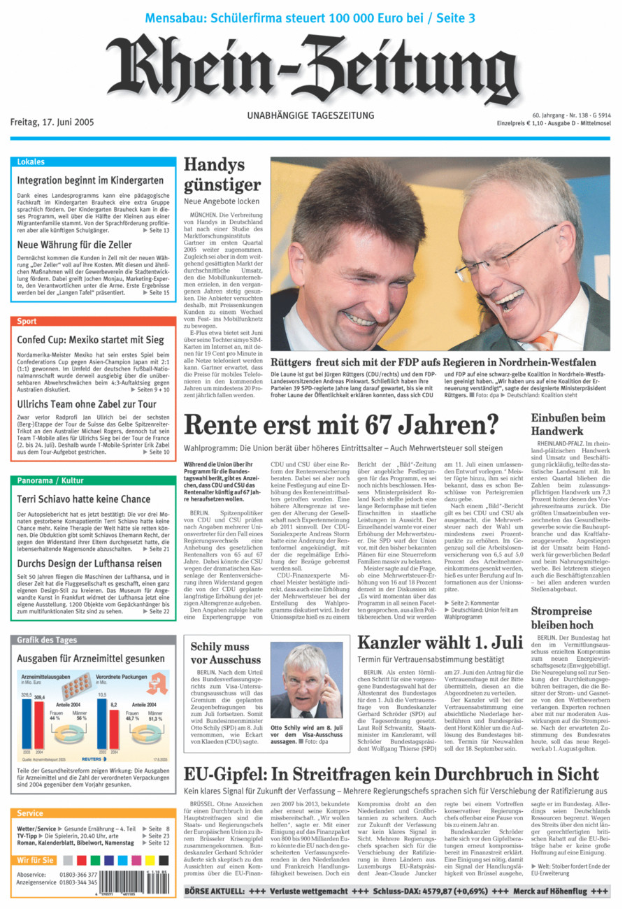 Rhein-Zeitung Kreis Cochem-Zell vom Freitag, 17.06.2005
