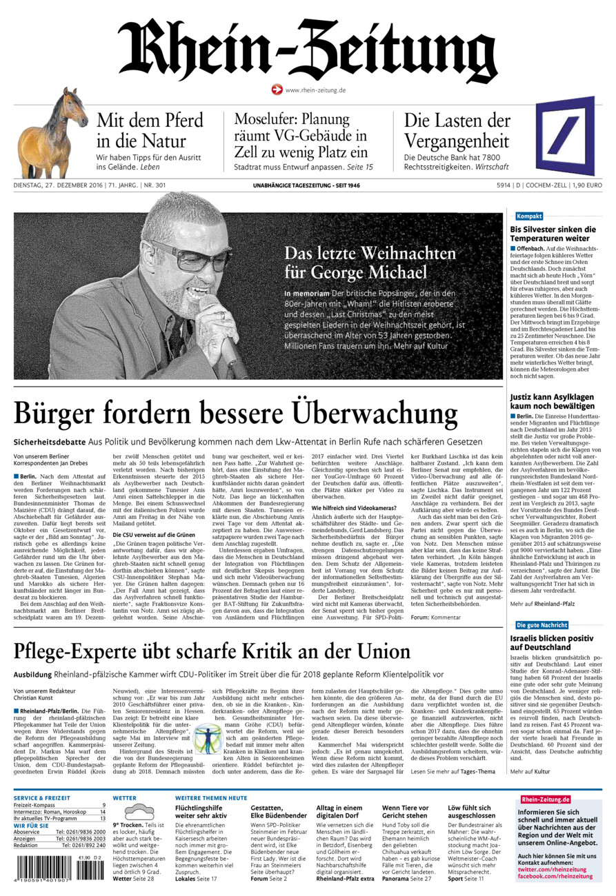 Rhein-Zeitung Kreis Cochem-Zell vom Dienstag, 27.12.2016