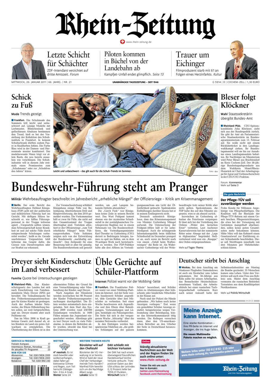 Rhein-Zeitung Kreis Cochem-Zell vom Mittwoch, 26.01.2011