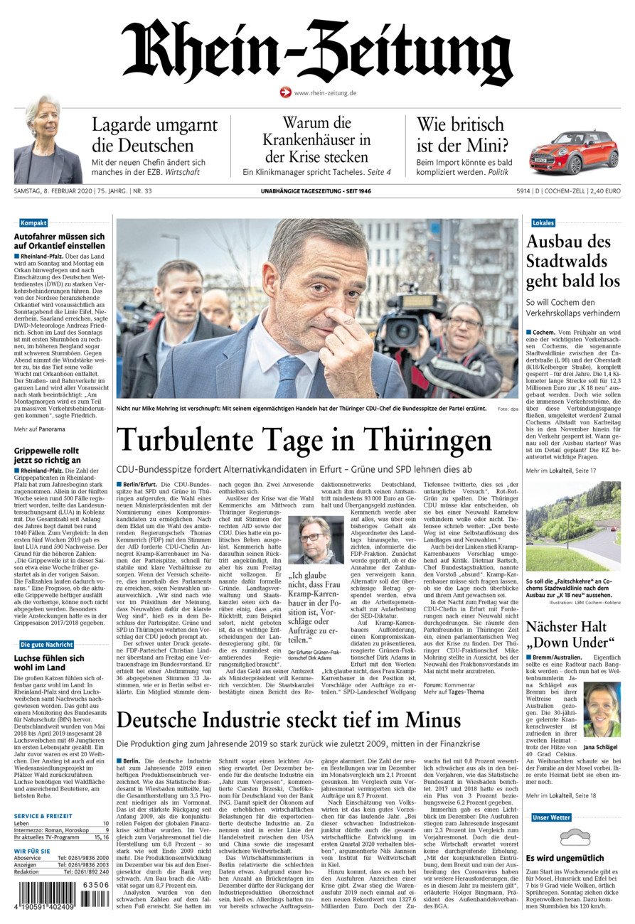 Rhein-Zeitung Kreis Cochem-Zell vom Samstag, 08.02.2020