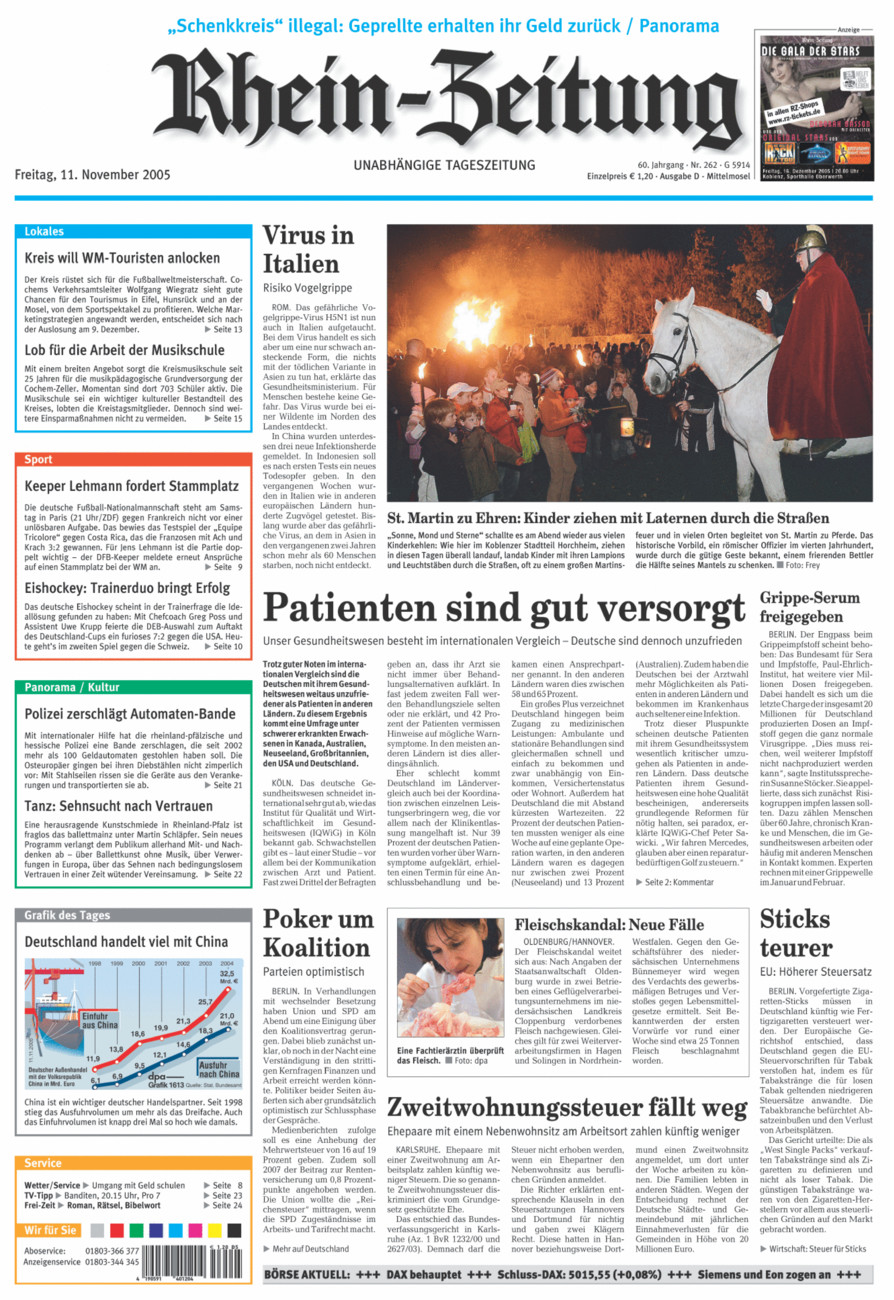 Rhein-Zeitung Kreis Cochem-Zell vom Freitag, 11.11.2005