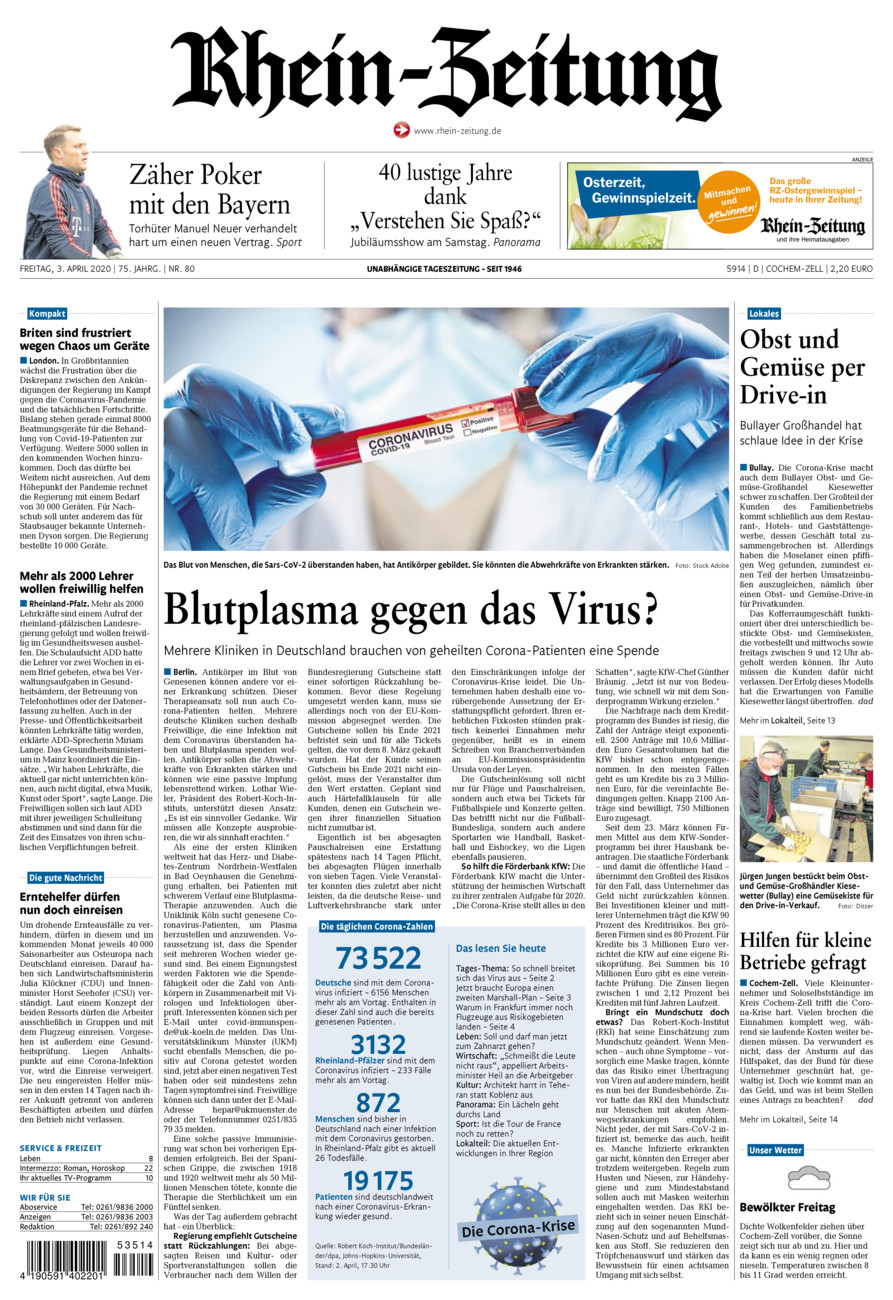 Rhein-Zeitung Kreis Cochem-Zell vom Freitag, 03.04.2020