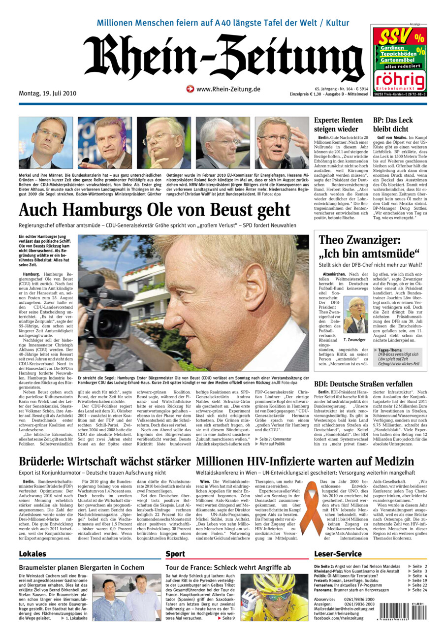 Rhein-Zeitung Kreis Cochem-Zell vom Montag, 19.07.2010