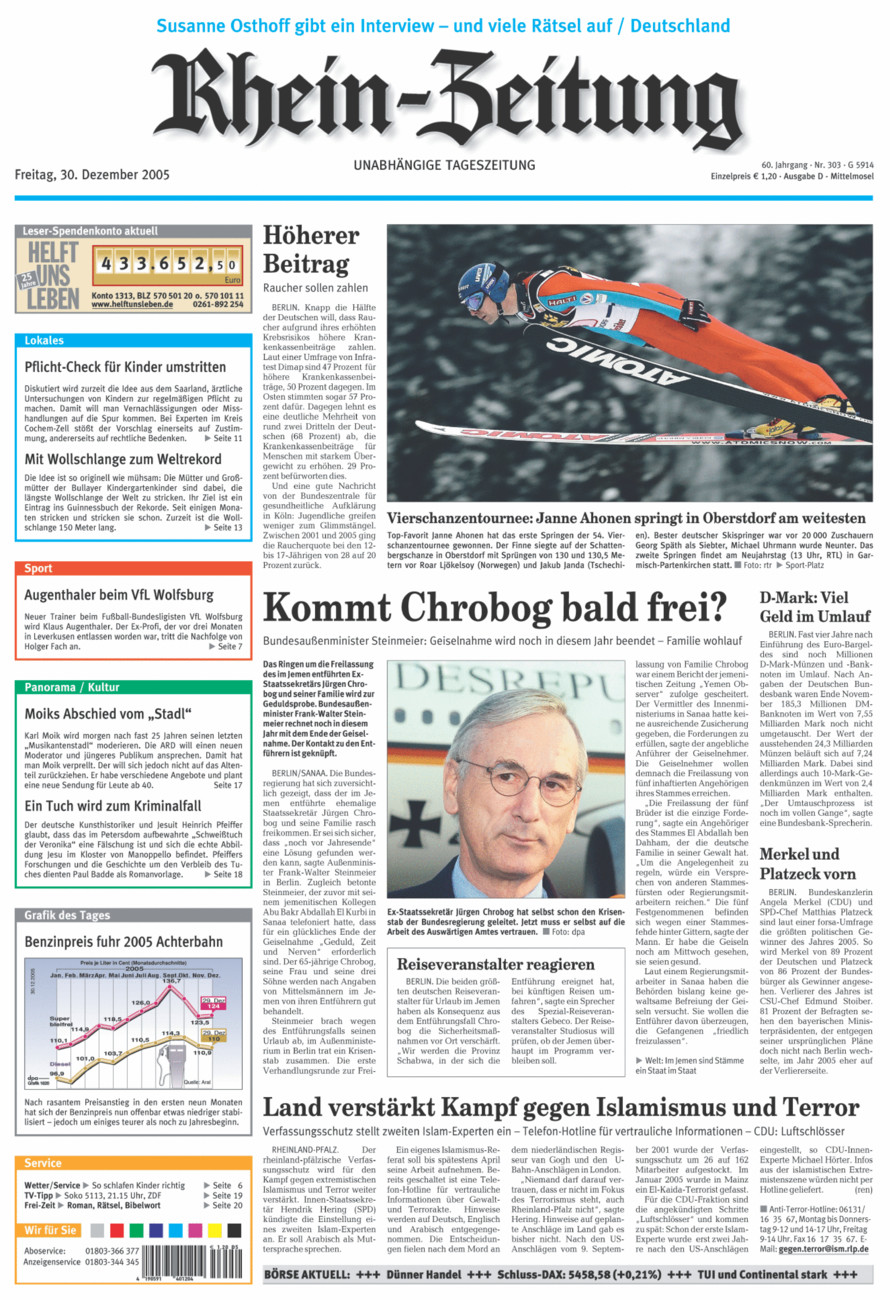 Rhein-Zeitung Kreis Cochem-Zell vom Freitag, 30.12.2005