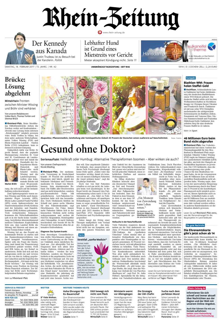 Rhein-Zeitung Kreis Cochem-Zell vom Samstag, 18.02.2017