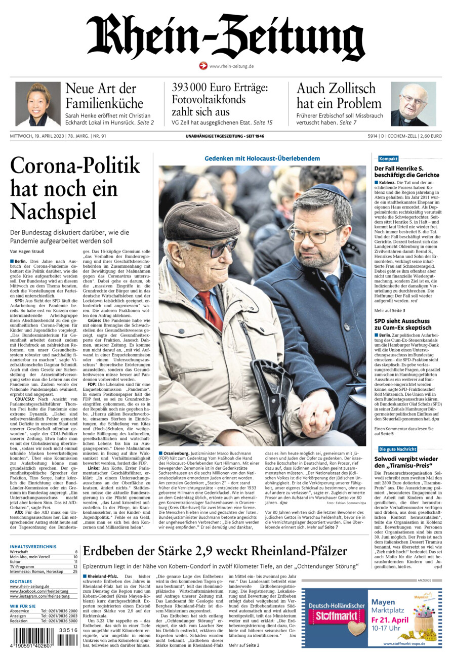 Rhein-Zeitung Kreis Cochem-Zell vom Mittwoch, 19.04.2023