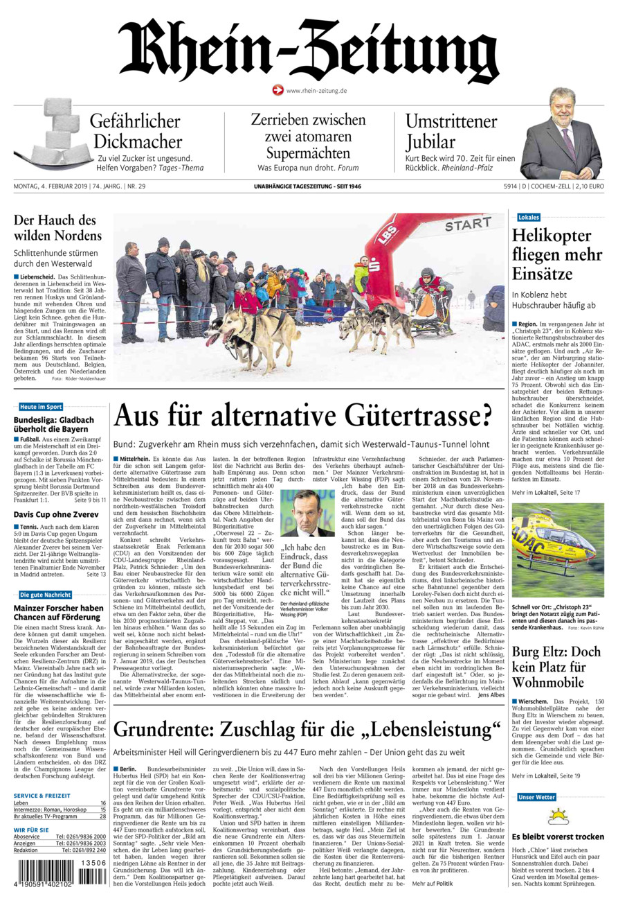 Rhein-Zeitung Kreis Cochem-Zell vom Montag, 04.02.2019