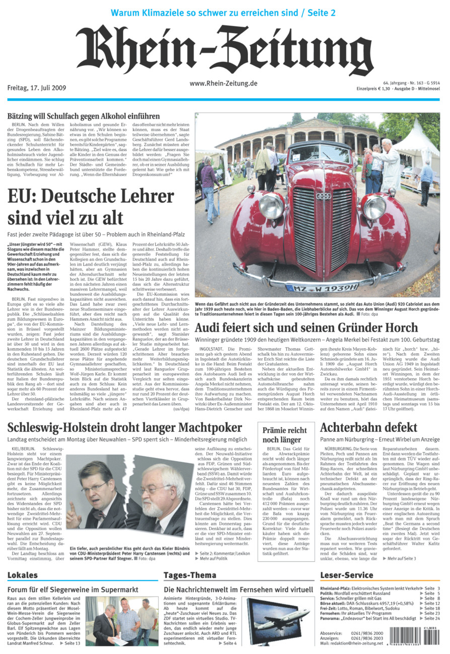Rhein-Zeitung Kreis Cochem-Zell vom Freitag, 17.07.2009