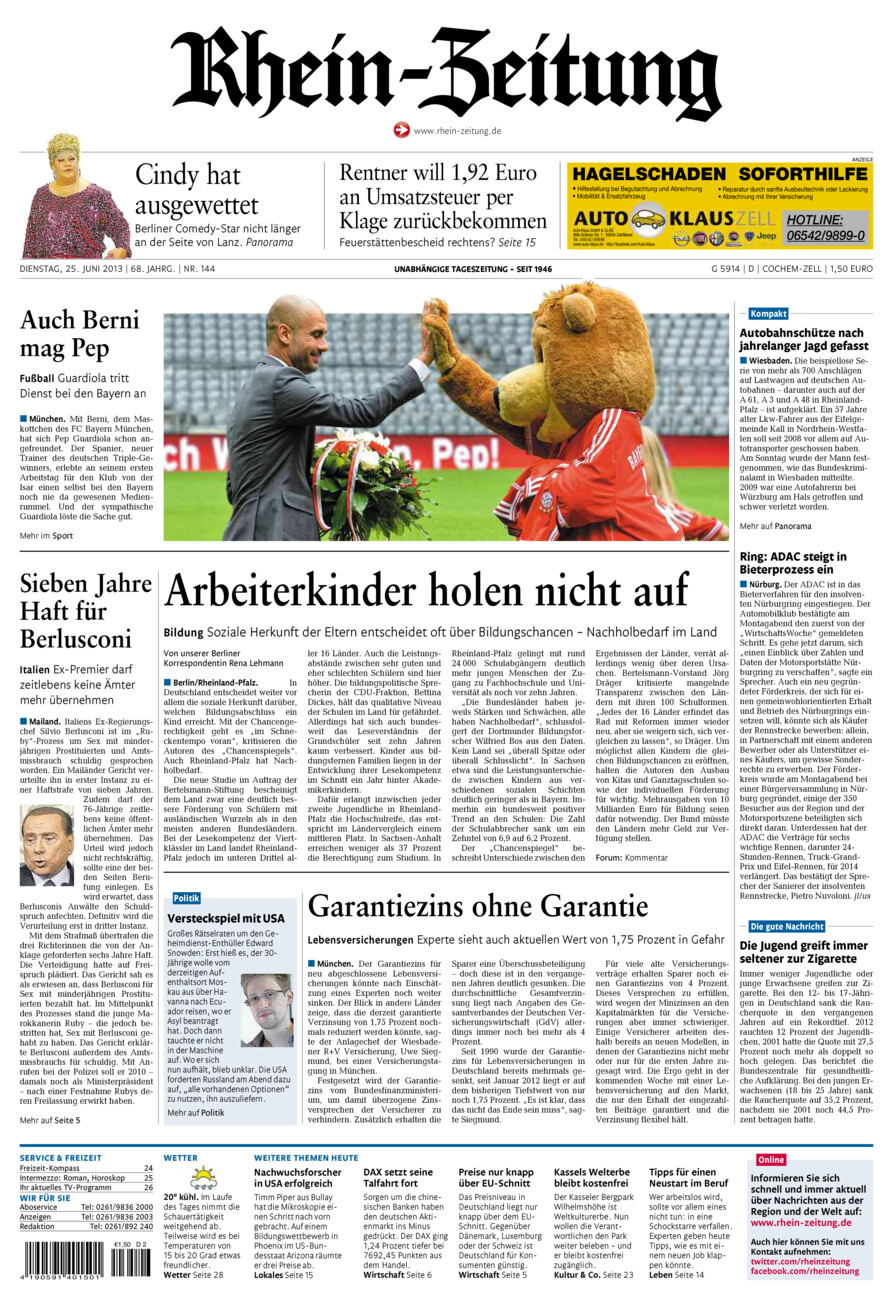 Rhein-Zeitung Kreis Cochem-Zell vom Dienstag, 25.06.2013