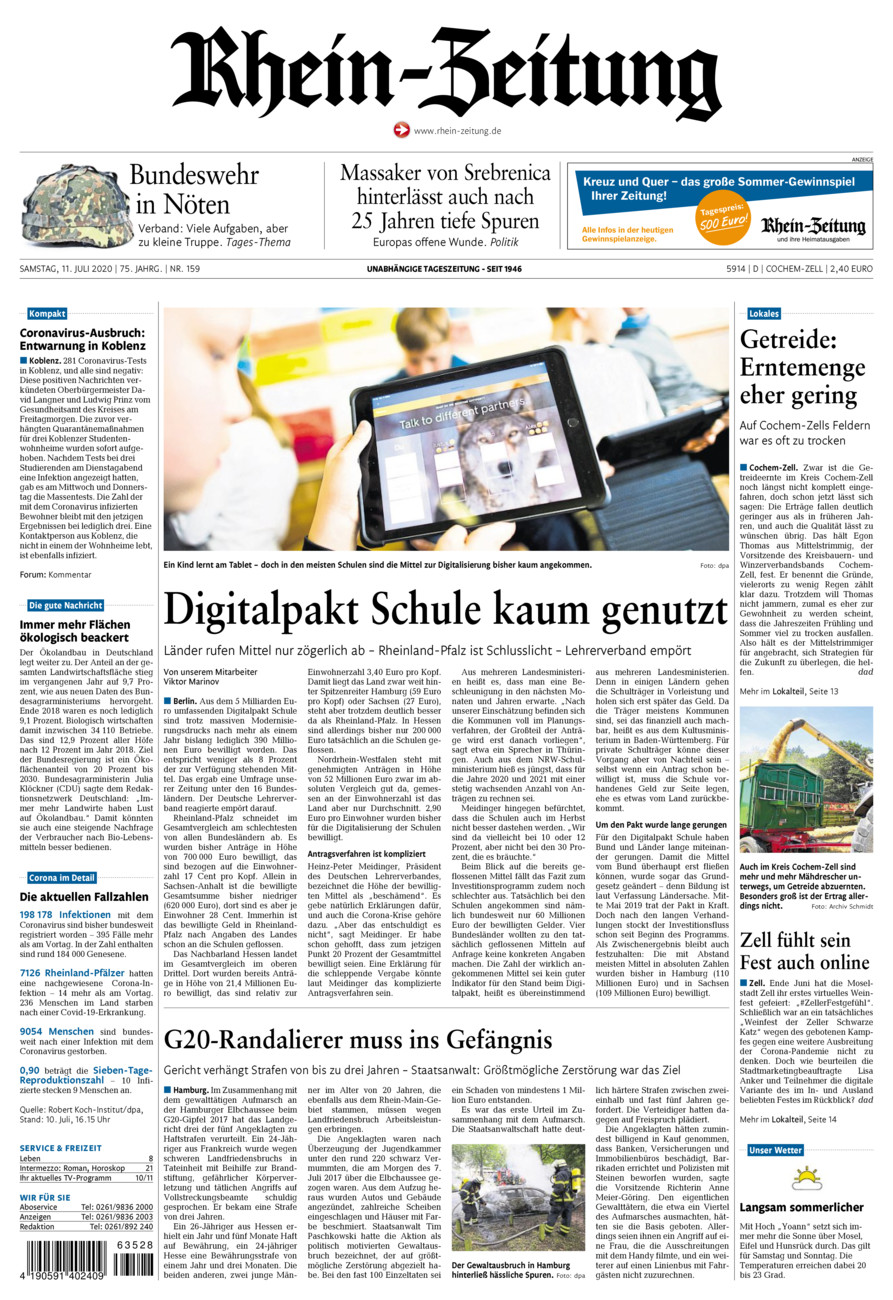 Rhein-Zeitung Kreis Cochem-Zell vom Samstag, 11.07.2020