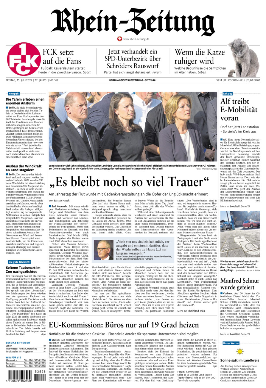 Rhein-Zeitung Kreis Cochem-Zell vom Freitag, 15.07.2022