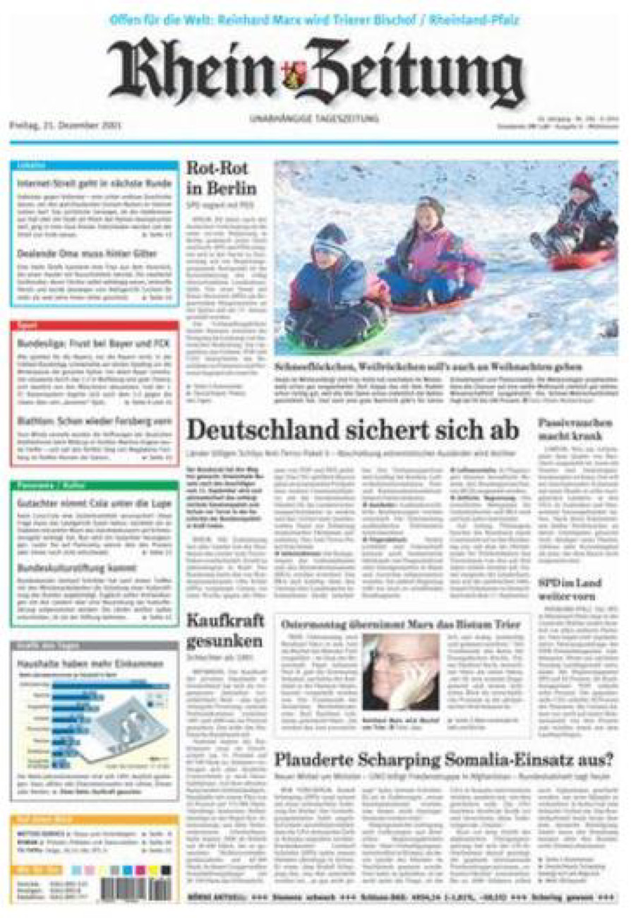 Rhein-Zeitung Kreis Cochem-Zell vom Freitag, 21.12.2001