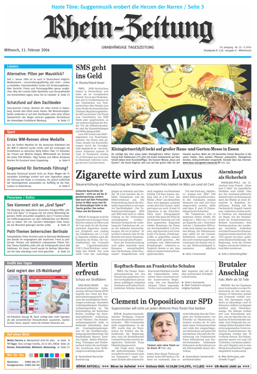 Rhein-Zeitung Kreis Cochem-Zell vom Mittwoch, 11.02.2004