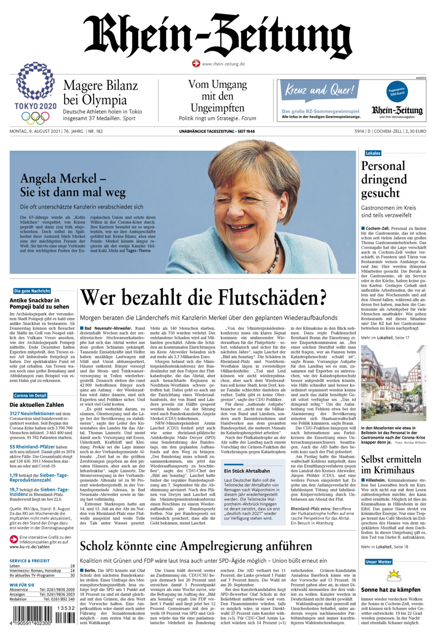 Rhein-Zeitung Kreis Cochem-Zell vom Montag, 09.08.2021