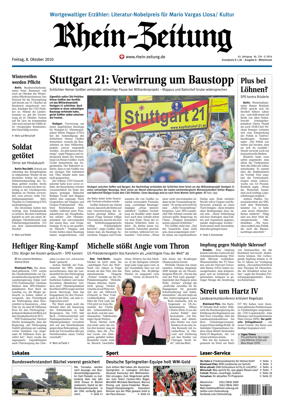 Rhein-Zeitung Kreis Cochem-Zell vom Freitag, 08.10.2010