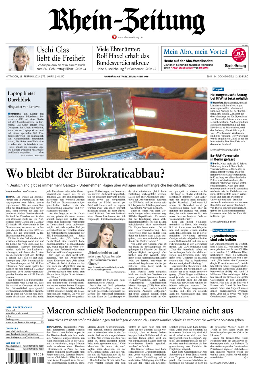 Rhein-Zeitung Kreis Cochem-Zell vom Mittwoch, 28.02.2024