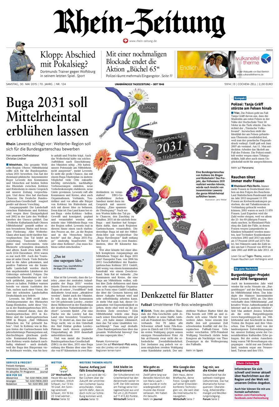 Rhein-Zeitung Kreis Cochem-Zell vom Samstag, 30.05.2015