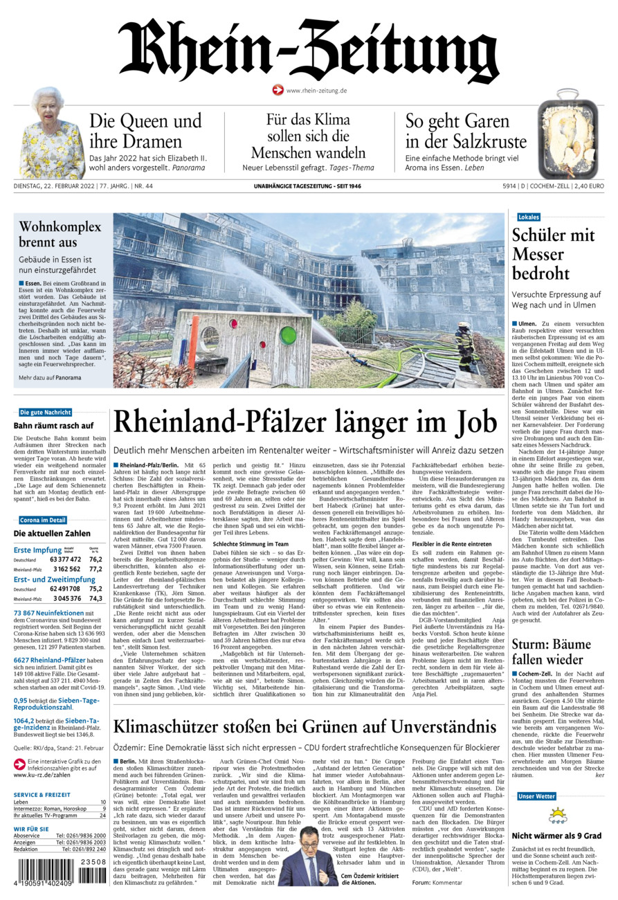 Rhein-Zeitung Kreis Cochem-Zell vom Dienstag, 22.02.2022