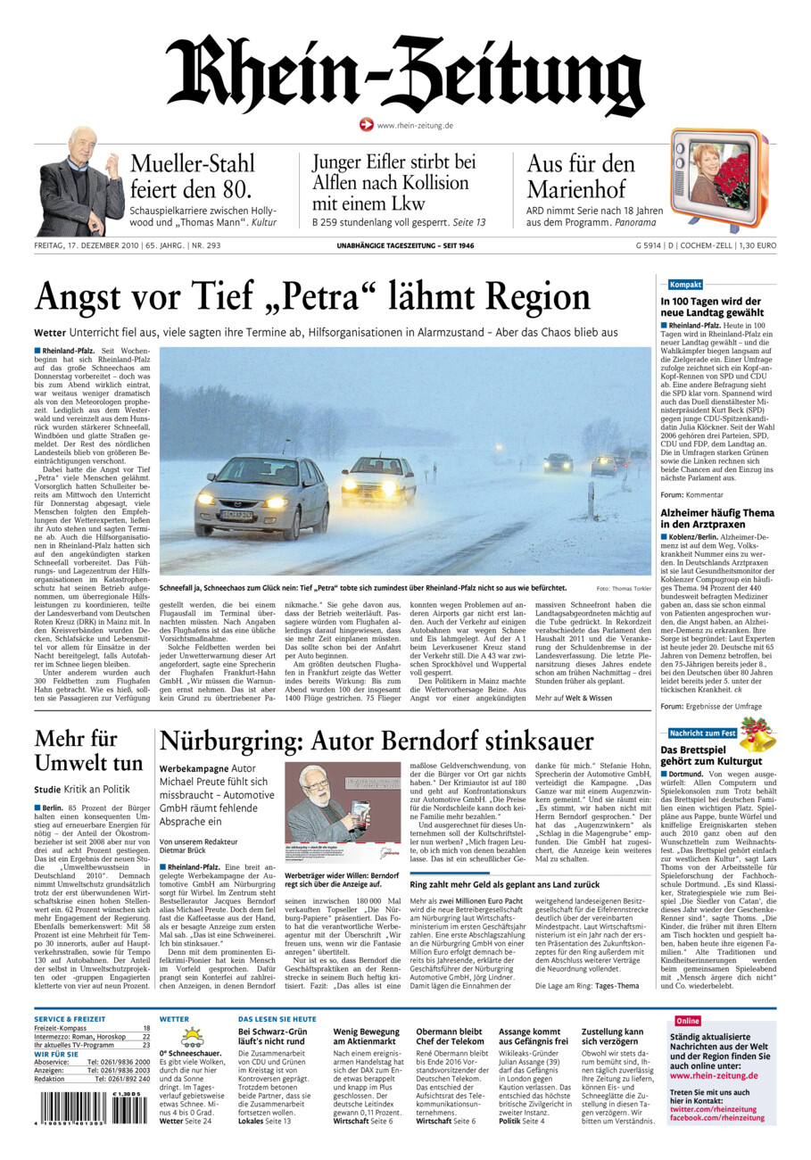Rhein-Zeitung Kreis Cochem-Zell vom Freitag, 17.12.2010