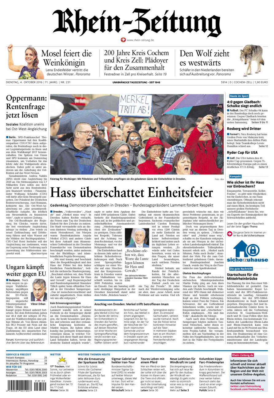 Rhein-Zeitung Kreis Cochem-Zell vom Dienstag, 04.10.2016