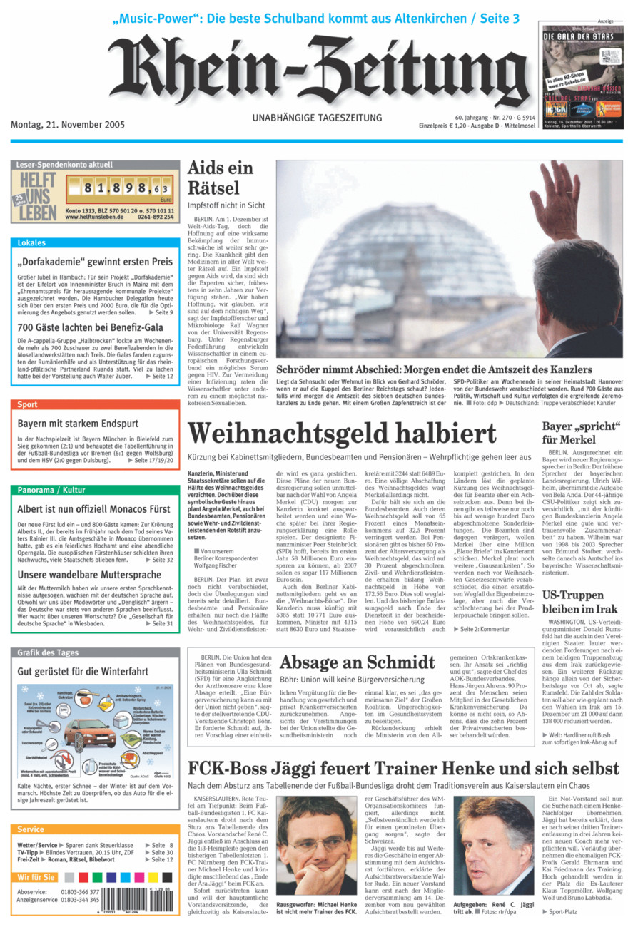 Rhein-Zeitung Kreis Cochem-Zell vom Montag, 21.11.2005