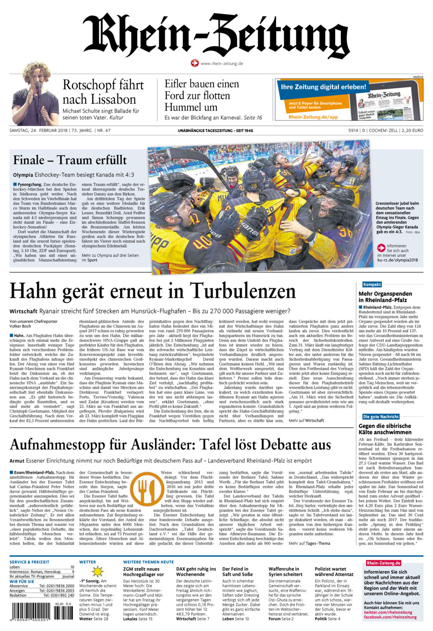 Rhein-Zeitung Kreis Cochem-Zell vom Samstag, 24.02.2018