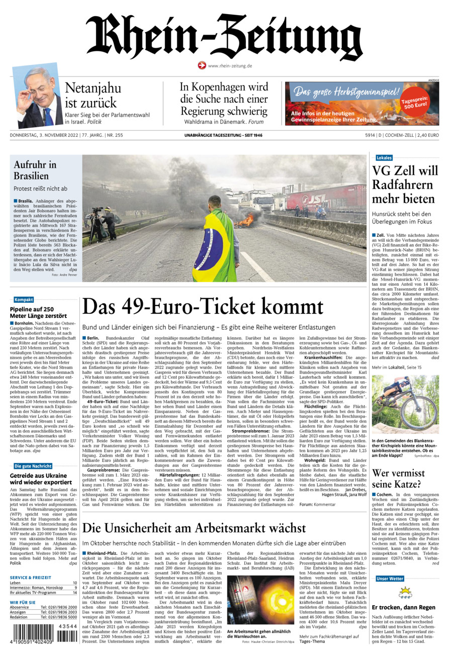 Rhein-Zeitung Kreis Cochem-Zell vom Donnerstag, 03.11.2022