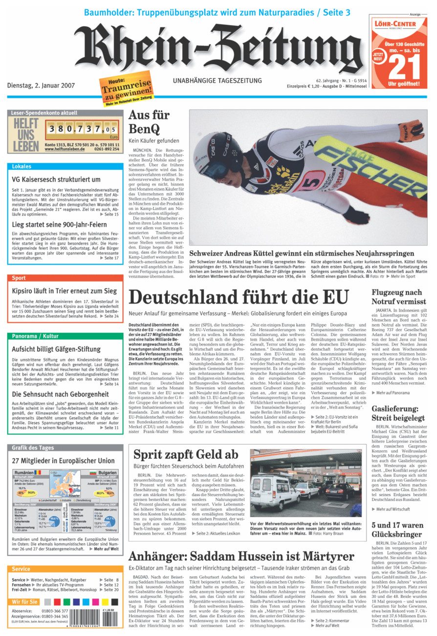 Rhein-Zeitung Kreis Cochem-Zell vom Dienstag, 02.01.2007