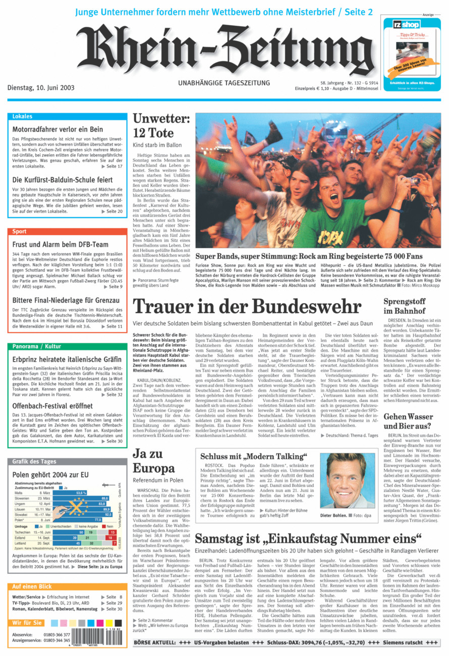 Rhein-Zeitung Kreis Cochem-Zell vom Dienstag, 10.06.2003