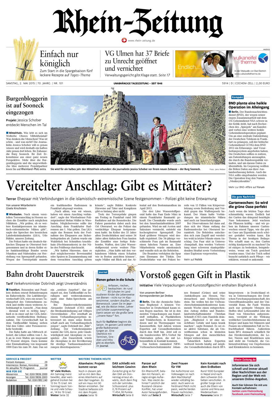 Rhein-Zeitung Kreis Cochem-Zell vom Samstag, 02.05.2015
