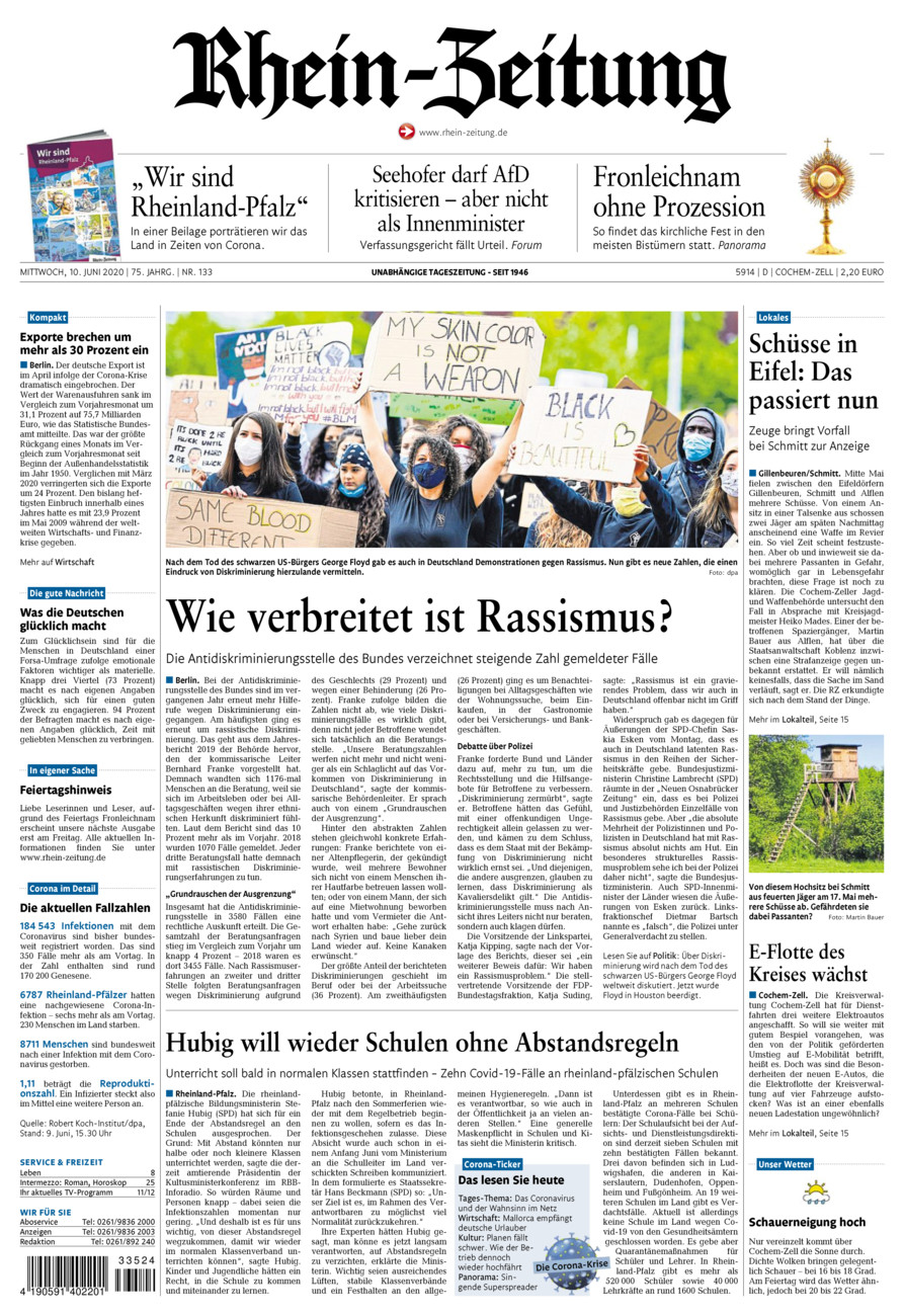 Rhein-Zeitung Kreis Cochem-Zell vom Mittwoch, 10.06.2020