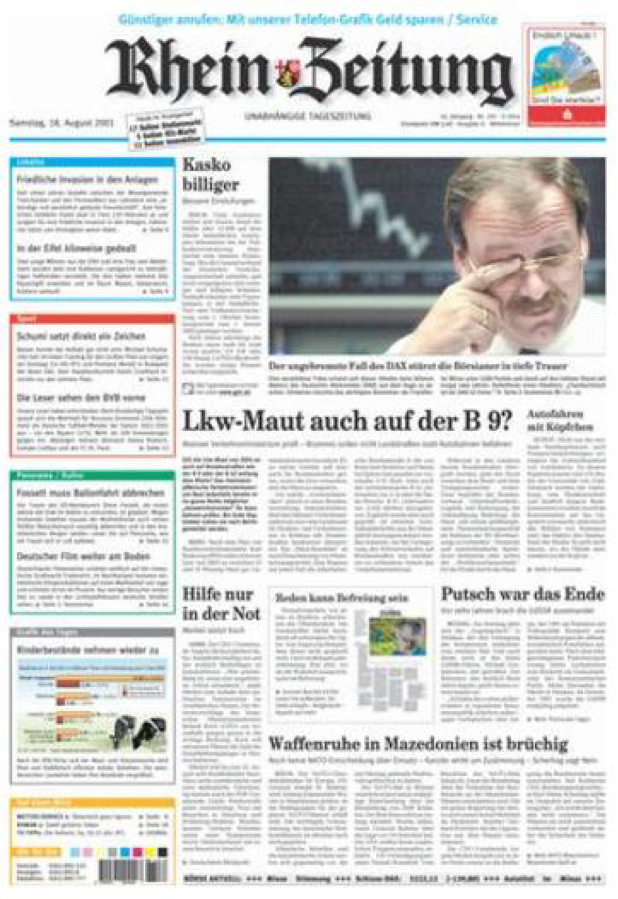 Rhein-Zeitung Kreis Cochem-Zell vom Samstag, 18.08.2001