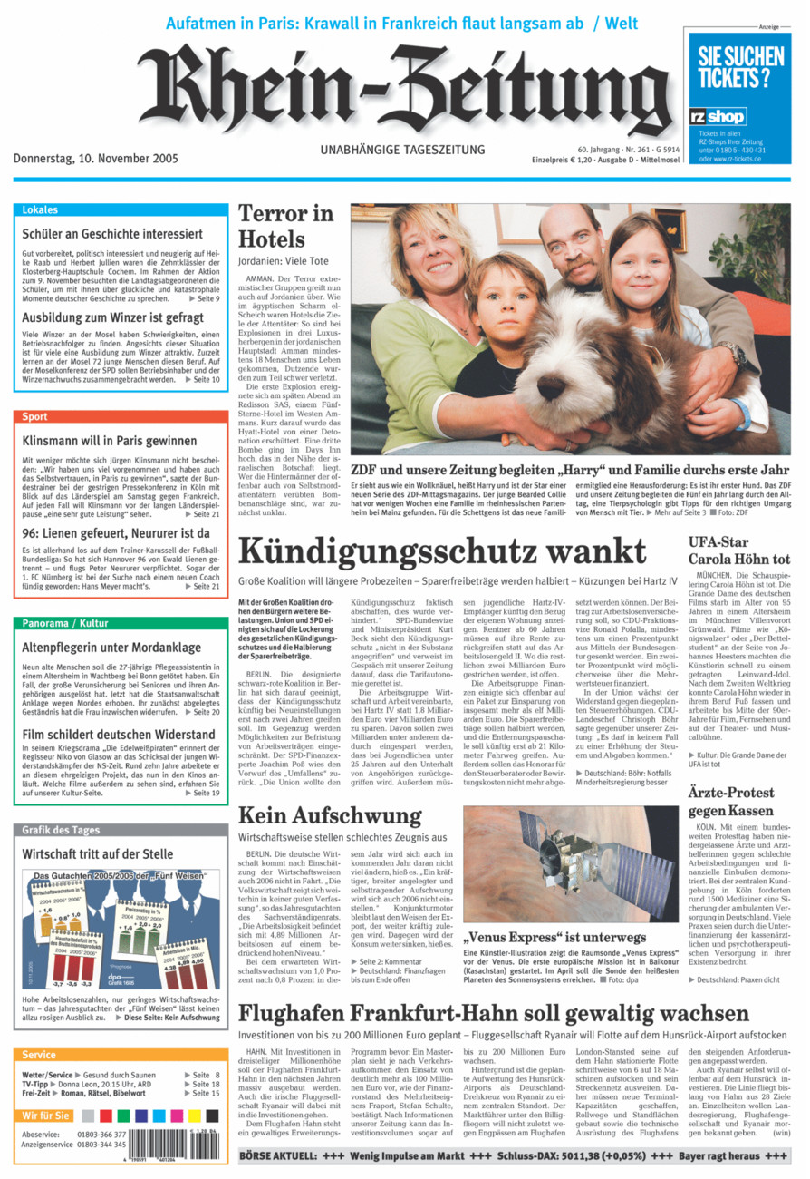 Rhein-Zeitung Kreis Cochem-Zell vom Donnerstag, 10.11.2005